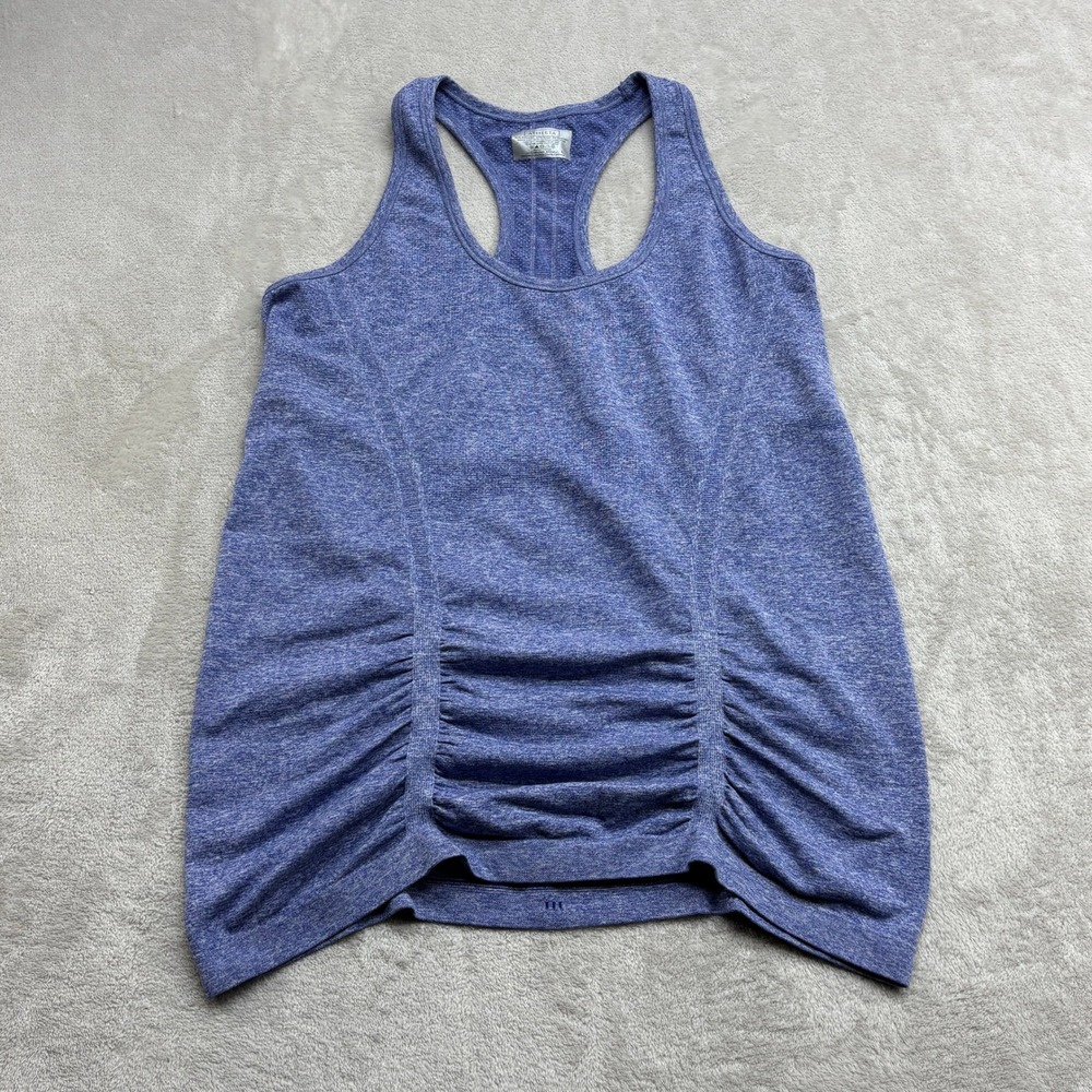 Athleta Tank Top Womens L Purple Heathered Ruched Racerback Activewear Yoga Gym